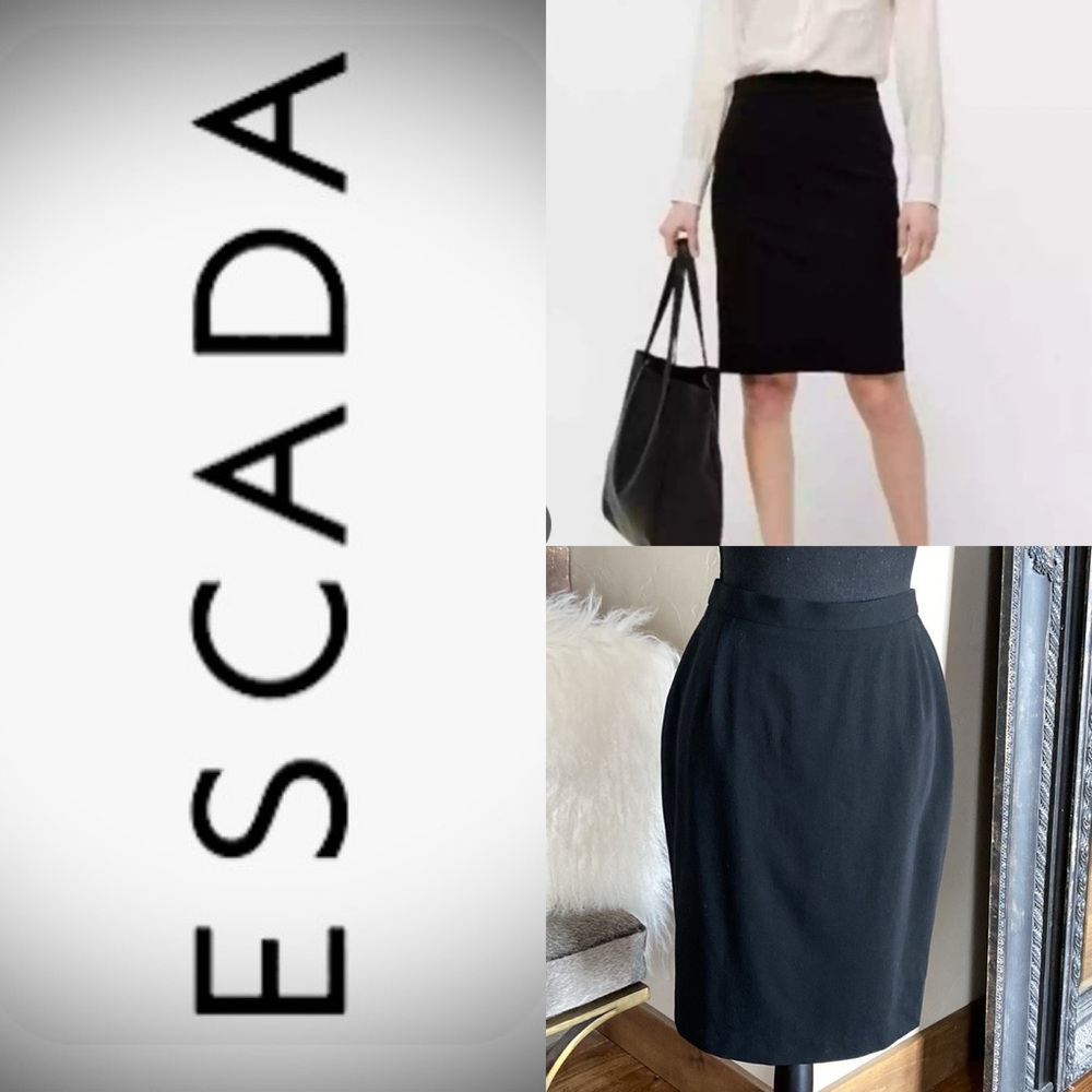 ESCADA Black Wool Pencil Skirt